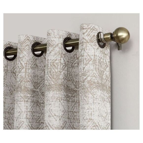 Sun Zero - 95"x50" Darren Distressed Global Blackout Lined Gr Camel - Picture 2 of 4